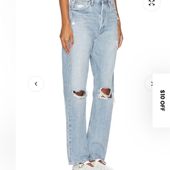 Agolde Denim - Agolde Light Blue Ripped Straight Leg Jeans